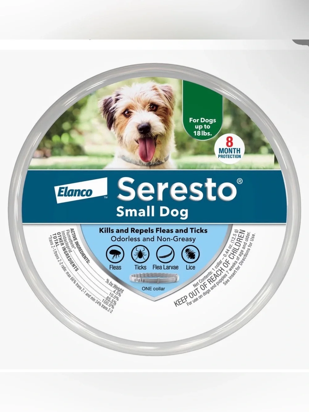 Seresto Flea & Tick Collar For Small Dogs, 8 month protection, SEALED
